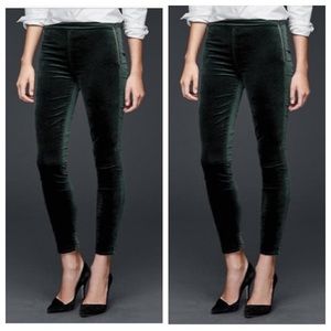 Gap Green Velvet Side Zip Leggings